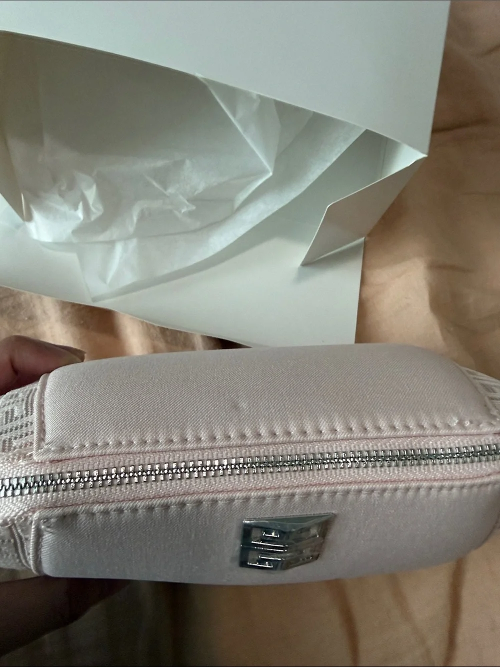 Givenchy Pale Pink Cosmetic Pouch with Signature Monogram Panels